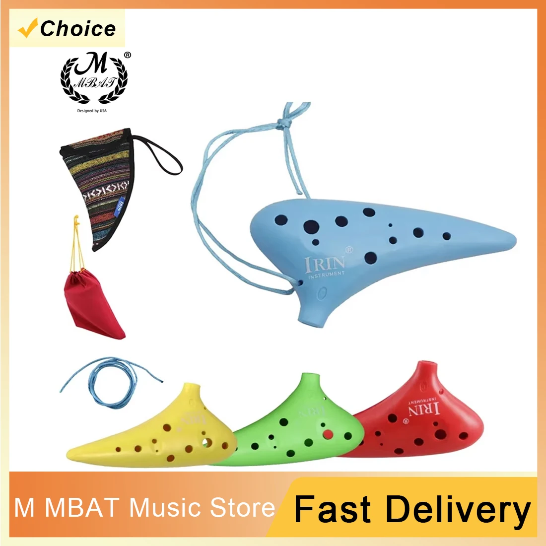 12 Hole Ocarina with Storage Bag Lanyard Professional ABS Ocarinas Musical Instrument for Music Lover and Beginner