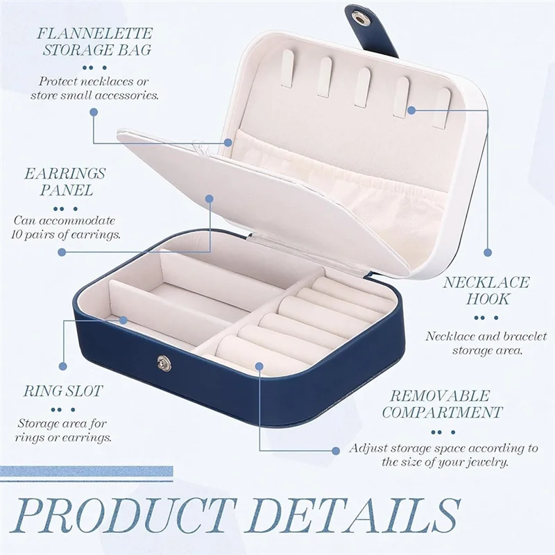 ABNL Travel Jewelry Case PU Leather Jewelry Boxes Bridesmaid Gift Box Double Layer Jewelry Organizer Display Holder A Easy To Us