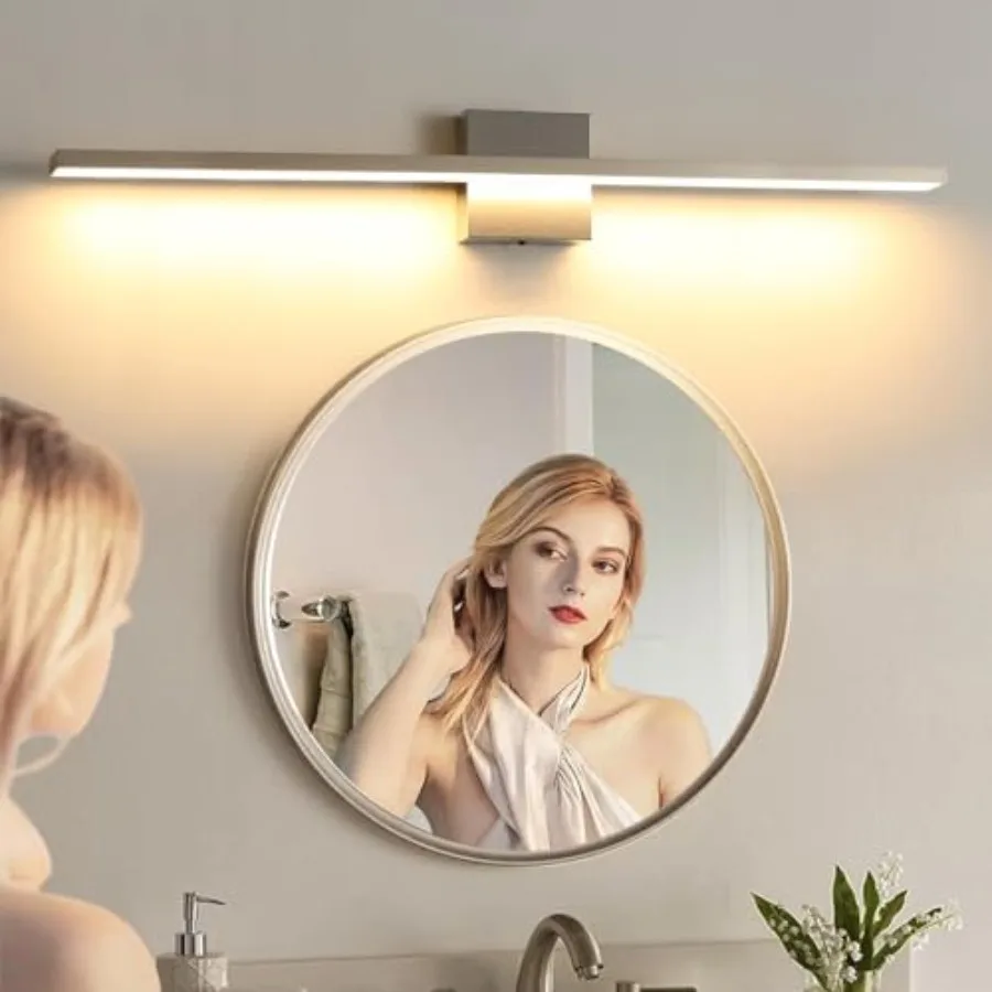 Bathroom Light Fixtures Over Mirror, 32 Inch Brushed Nickel Bathroom Vanity Light, LED Modern Wall Sconce 3000K Bar Vanity Ligh