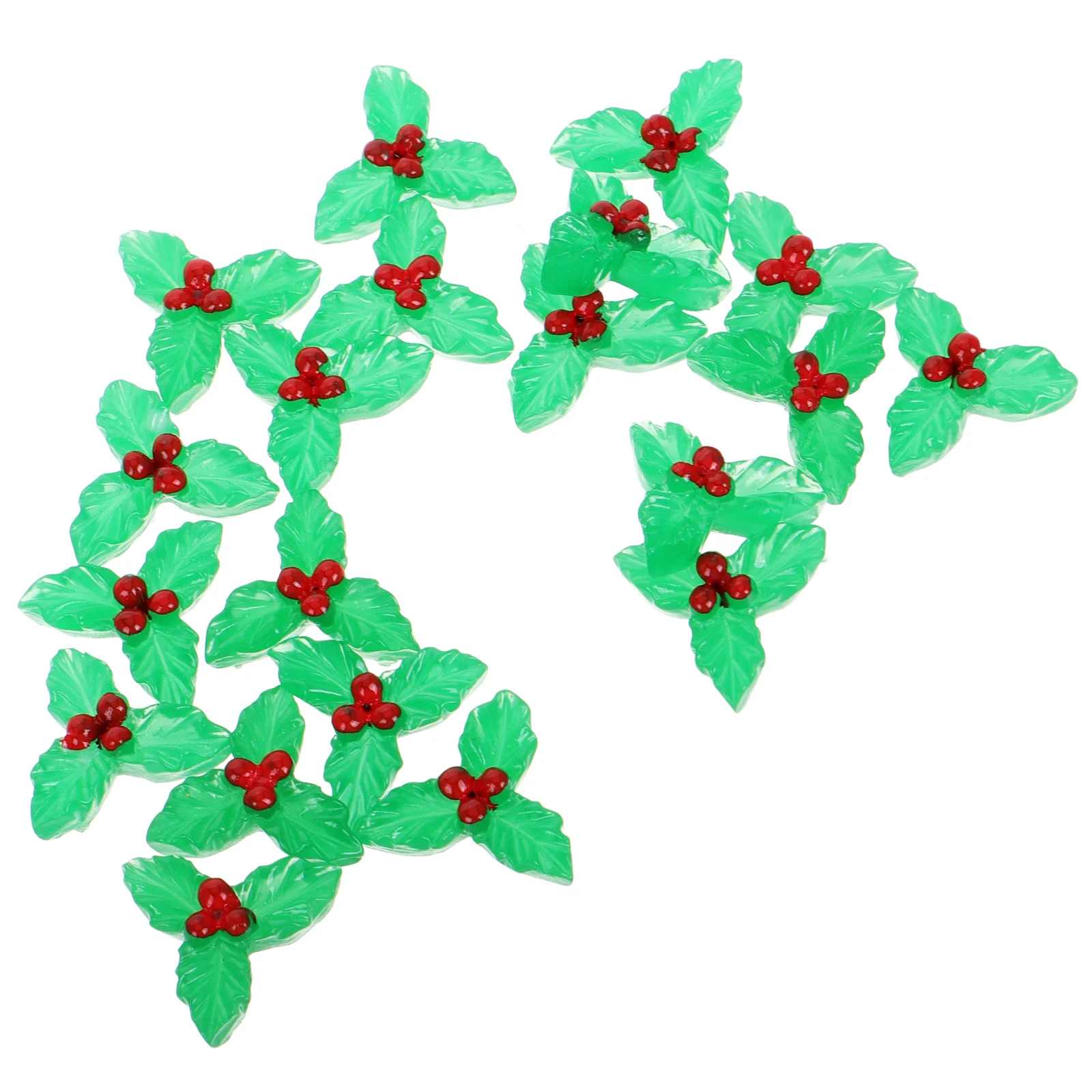 

20 Pcs Artificial Christmas Fruit Ornaments Elder Crafts Holly Leaves Resin Cheerful Decor