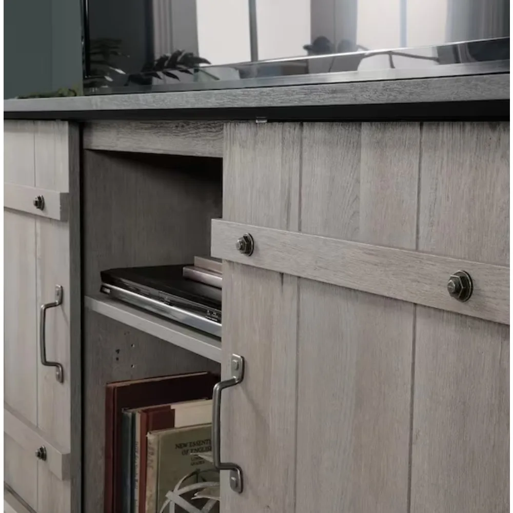 62.441 นิ้ว ศูนย์รวมความบันเทิงสีขาวนวลพร้อมประตูบานเลื่อนเหมาะกับทีวีขนาดไม่เกิน 70 นิ้ว