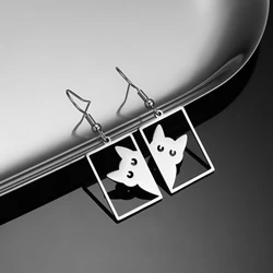 Sipuris Cute Cat Drop Earrings For Women Girl Stainless Steel Kitten Cat Square Geometry Animal Jewelry Valentine's Day Gifts