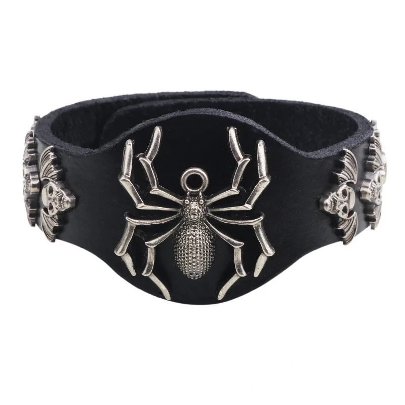 Punk Harajuku Rock and roll Night club Individuality Exaggerate Leather Bracelet Fashion Gentleman Alloy Rivet Attachment