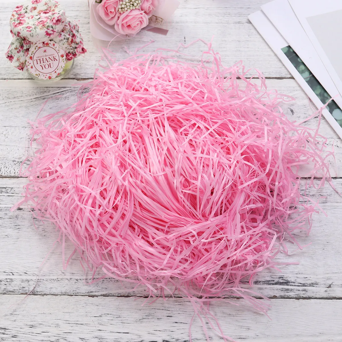 

20G Non Toxic Tasteless Absorbent Lafite Grass Paper Shred Filler for Candy Chocolate Gift Box Packaging Valentines Day