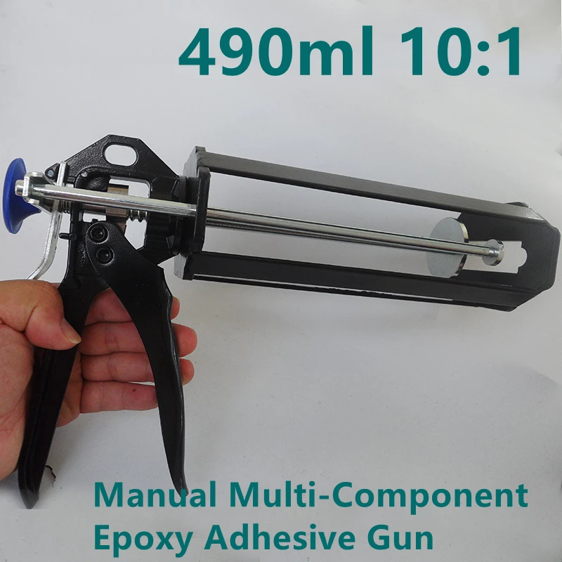 490ml 10:1 Ratio Manual Epoxy Adhesive Multi Component Cartridge Dispensing Mixing Gun Bonding Extrusion Tool