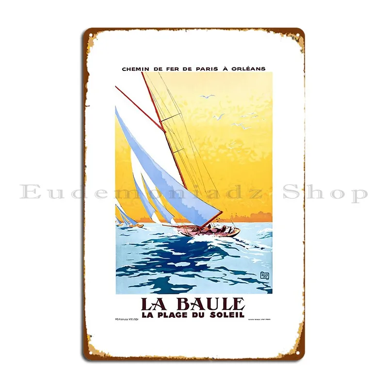 France 1931 La Baule La Plage Du Soleil Charles Hallo Metal Plaque Garage Design Pub Funny Bar Cave Designing Tin Sign Poster