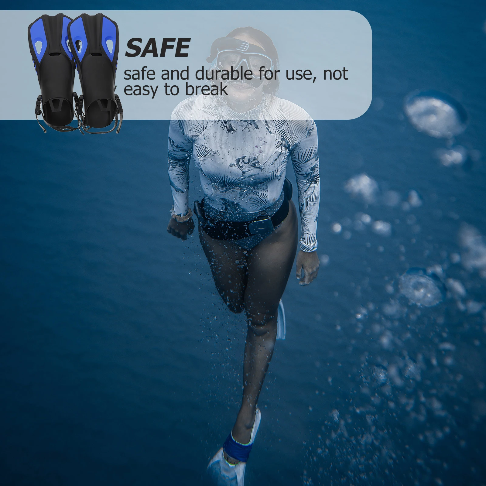 

1 Pair of Adults Diving Training Flippers Snorkeling Adjustable Swimming Heel Fins Flippers for Sports (Blue, Size S)