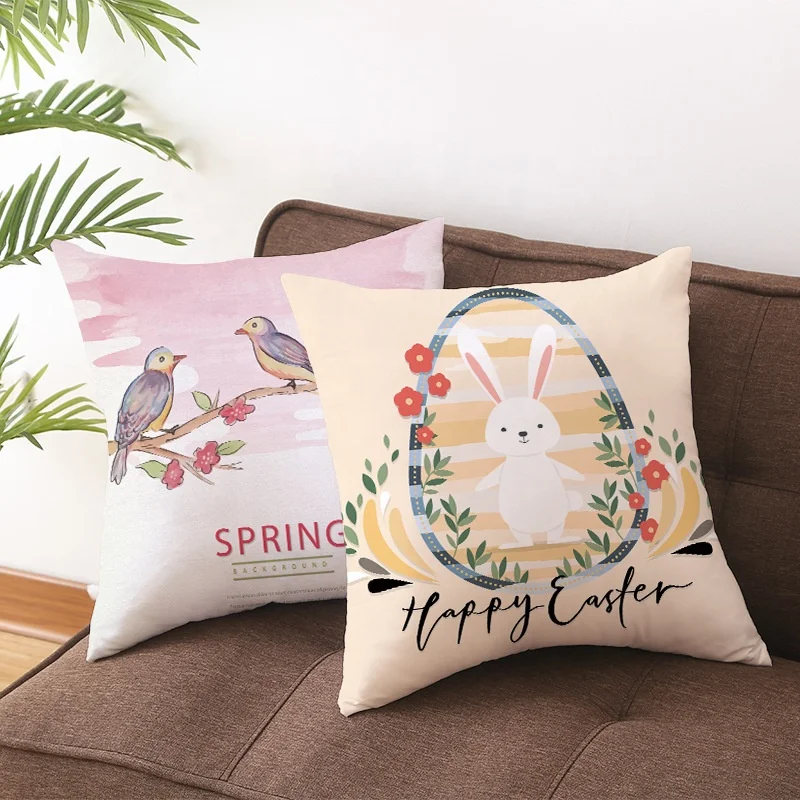 Happy Easter Decoration Home Rabbit Egg Bunny Party Supplies Favor Gift Cushion Cover Decorative Sofa Car Bed Decor Pillow Case