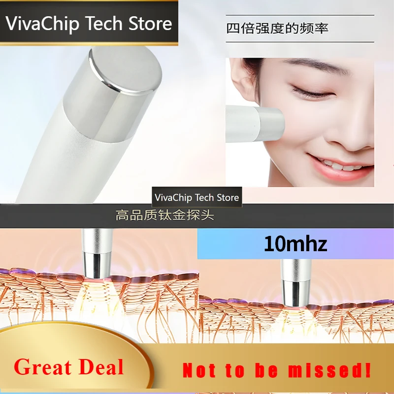 VivaCT2024 Home Use Facial Ultrasonic Beauty Device Mini Portable Skin Beauty - 3MHz 10 MHz Ultrasound Beauty Instrument Factor