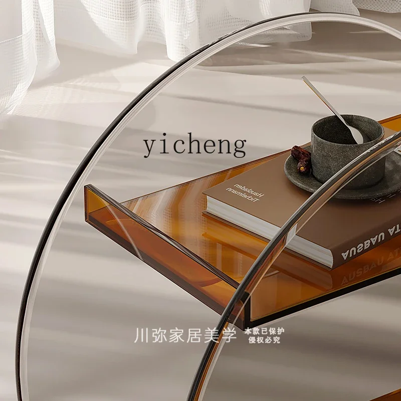 H27- acrylic trolley, a few shelves on the side of the sofa, a simple mobile wine dining car for home use