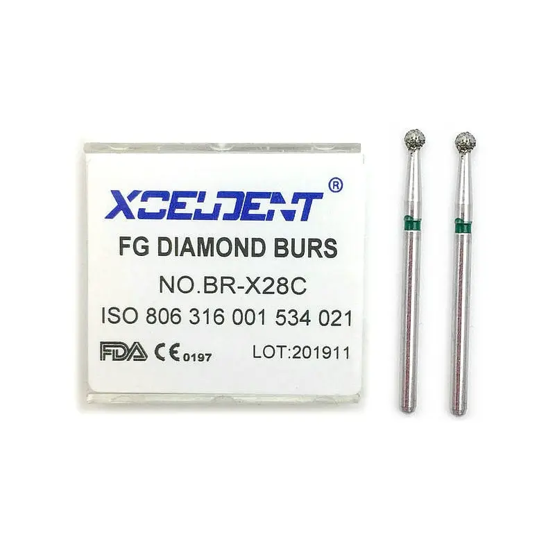 10 pz FG 1.6mm dentale frese ad alta velocità manipolo turbina diamante frese lucidatura trapano BR-X28C