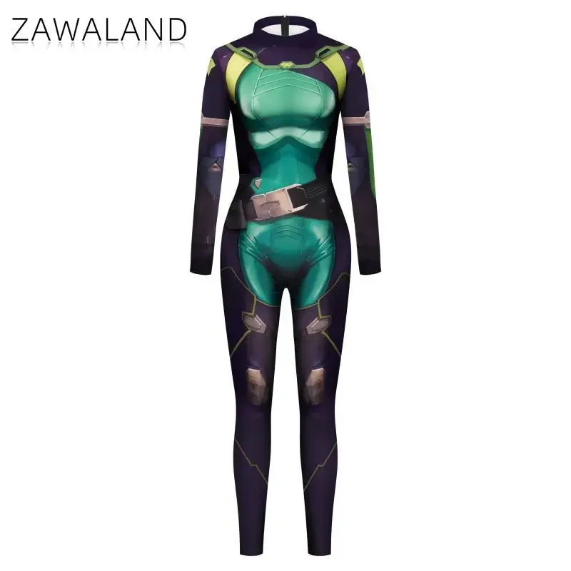 Zawaland Cosplay zwierząt viper kombinezon Anime body dla dorosłych Catsuit Zipper Zentai kostium na Halloween wykonanie odzieży damskiej