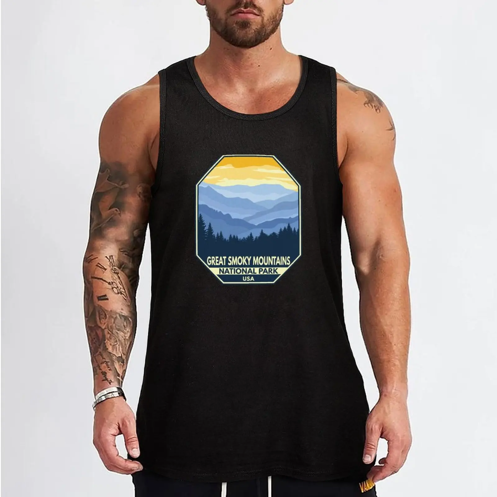 Great Smoky Mountains National Park Minimal Retro Emblem Tank Top Men's gym t-shirt muscular man