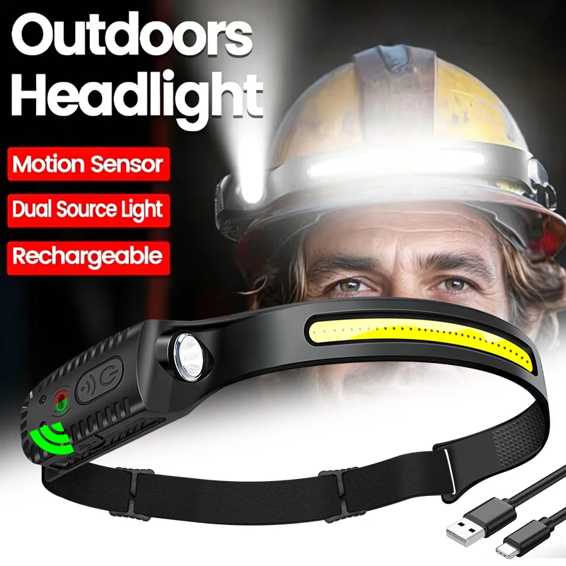 1/2/3PCS LED Induction Headlamp Camping Search Light USB Rechargeable Headlight Led Head Torch Work Light With Built-in Battery