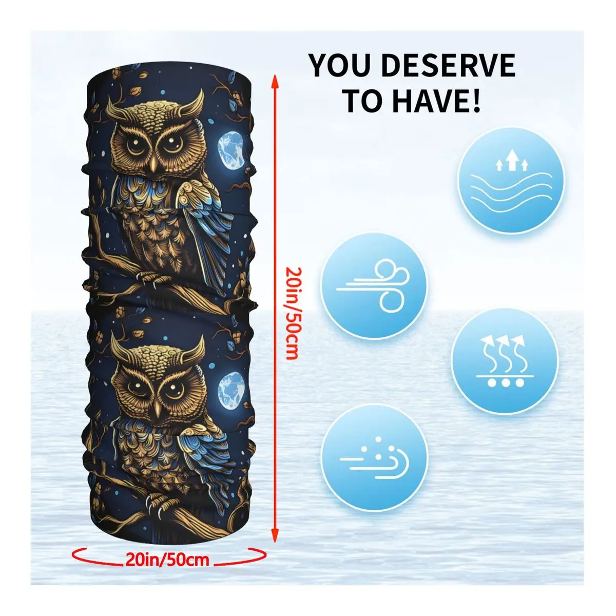 Night Owl Mask Headband Neck Warmer Men Ski Running Tube Scarf Medical Nurse Face Bandana Gaiter