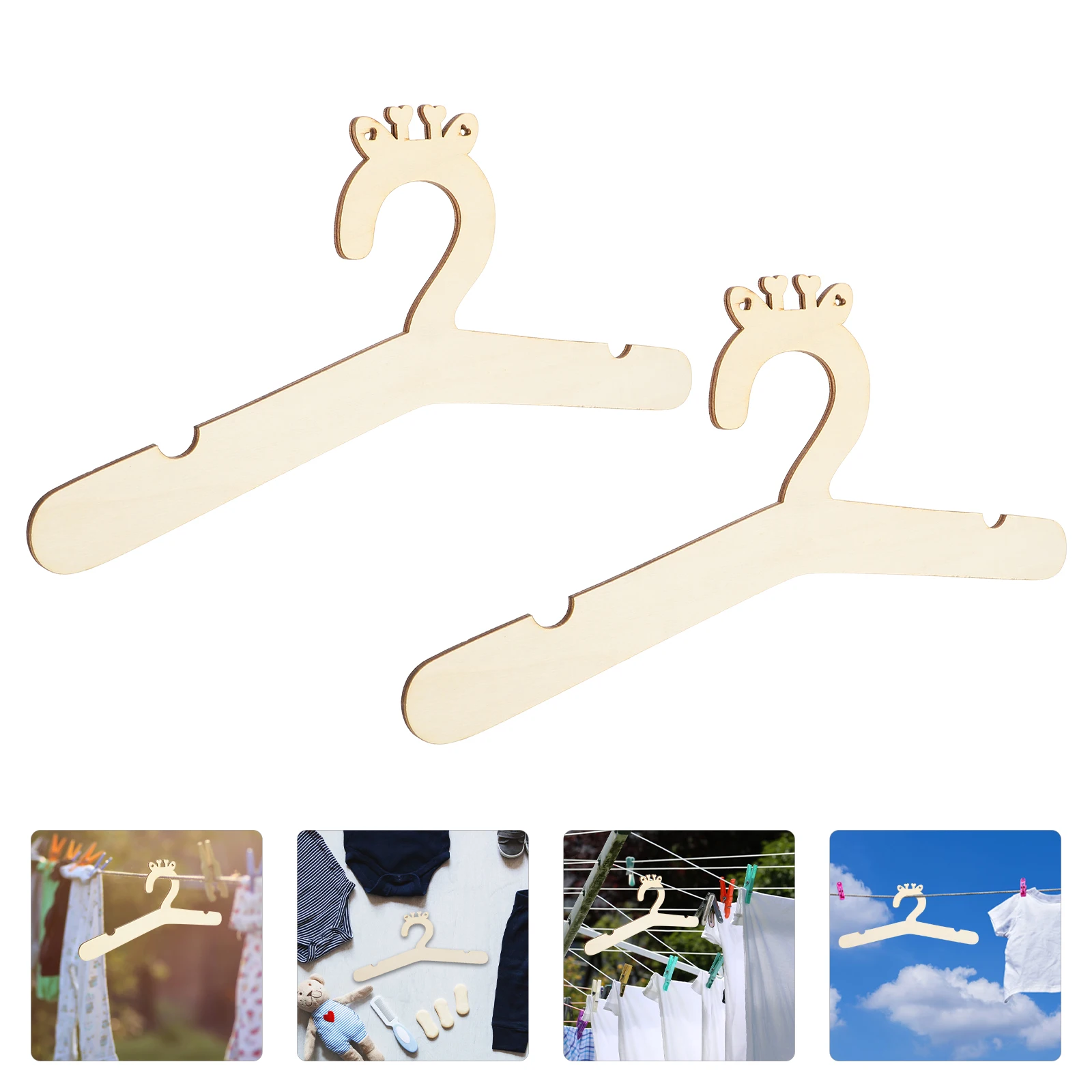 

2pcs Wooden Hangers Clothes Hangers Smooth No Scratches Compact Storage Display Home Decor Props Diy Hanger
