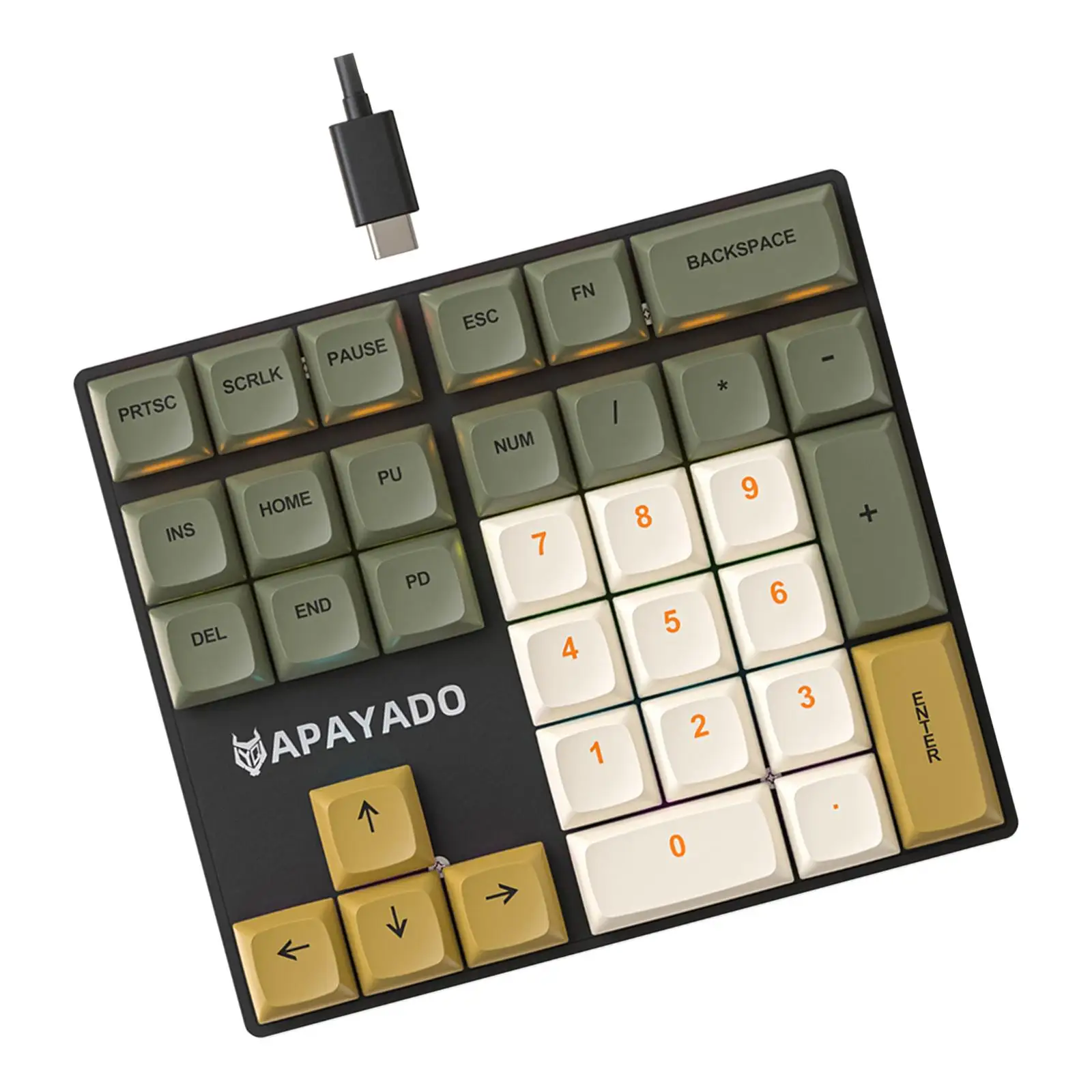 PP Wired Numeric Keypad 33 Key Wired Mechanical Numeric Keypad Type C With LED Backlight For Gaming And Accounting Bank