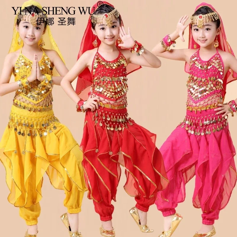 Children's Belly Dance Professional Costume Kids Indian Bellydance Clothes Girl Bollywood Dancing Stage Performing Wear Suit New