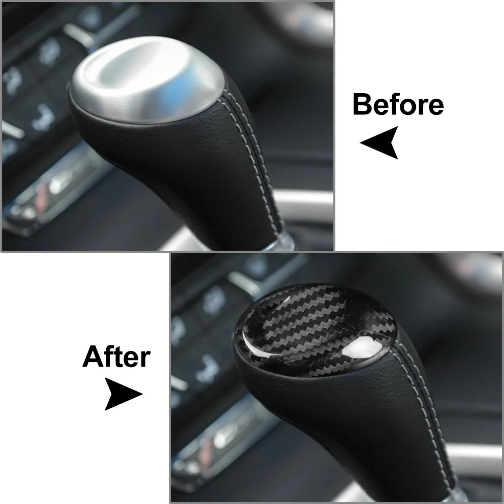 Carbon Fiber Pattern Interior Gear Shift Knob Head Cover Trim Decorative For Chevrolet Corvette C7 2014 2015 2016 2017 2018 2019