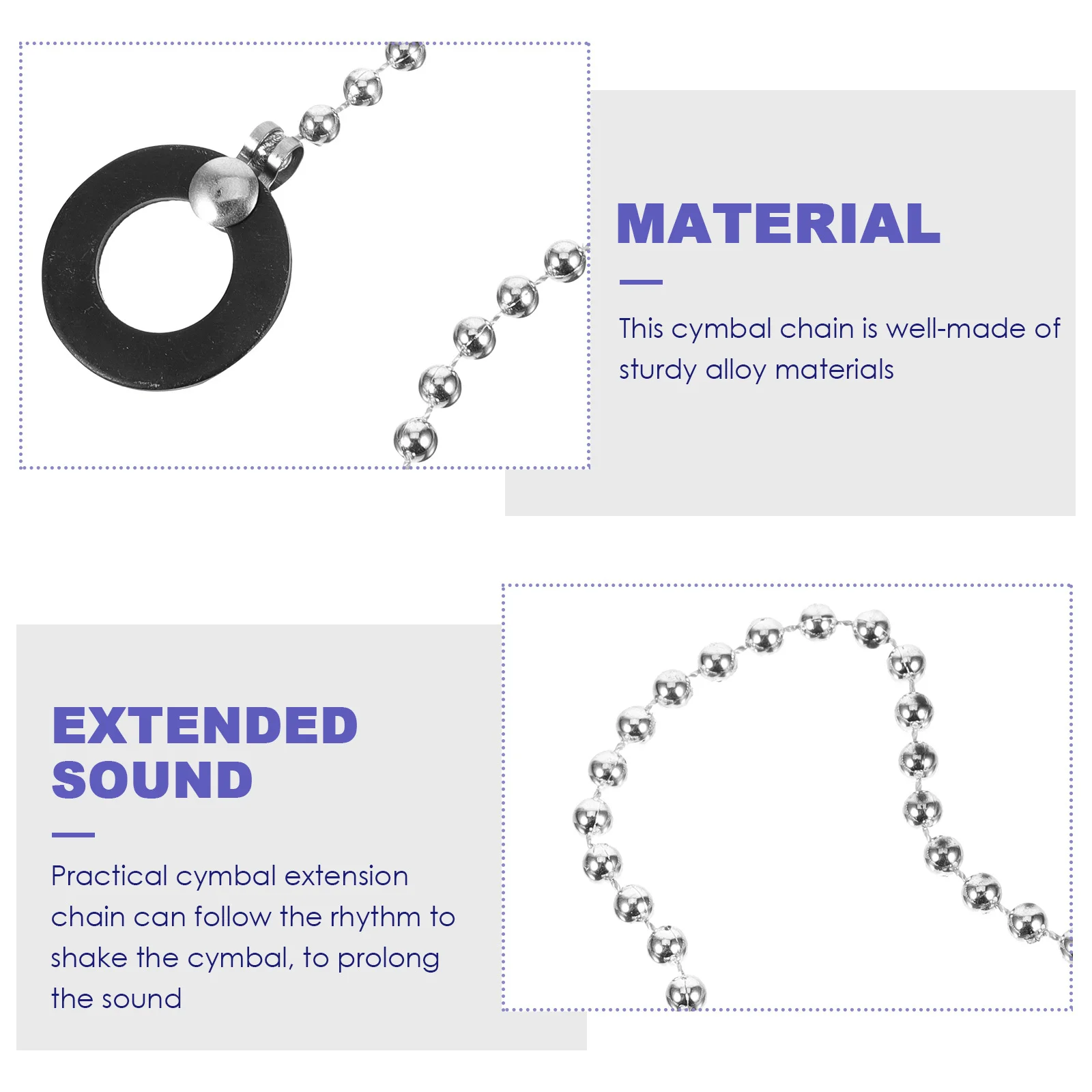 الصنج تمديد سلسلة معدنية قوية لإطالة طبل الصوت الصنج الخرز سلسلة استبدال أداة الإمدادات #2