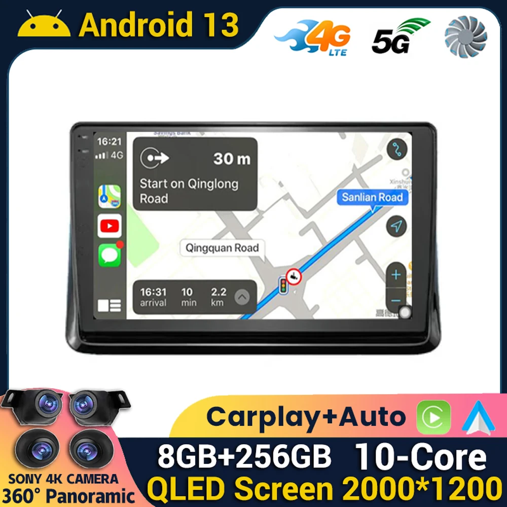 

10 Inch Car Radio Android 13 For Toyota Noah R80 Esquire Voxy 2014 - 2020 GPS Multimedia Player Stereo CarPlay QLED No 2din DVD