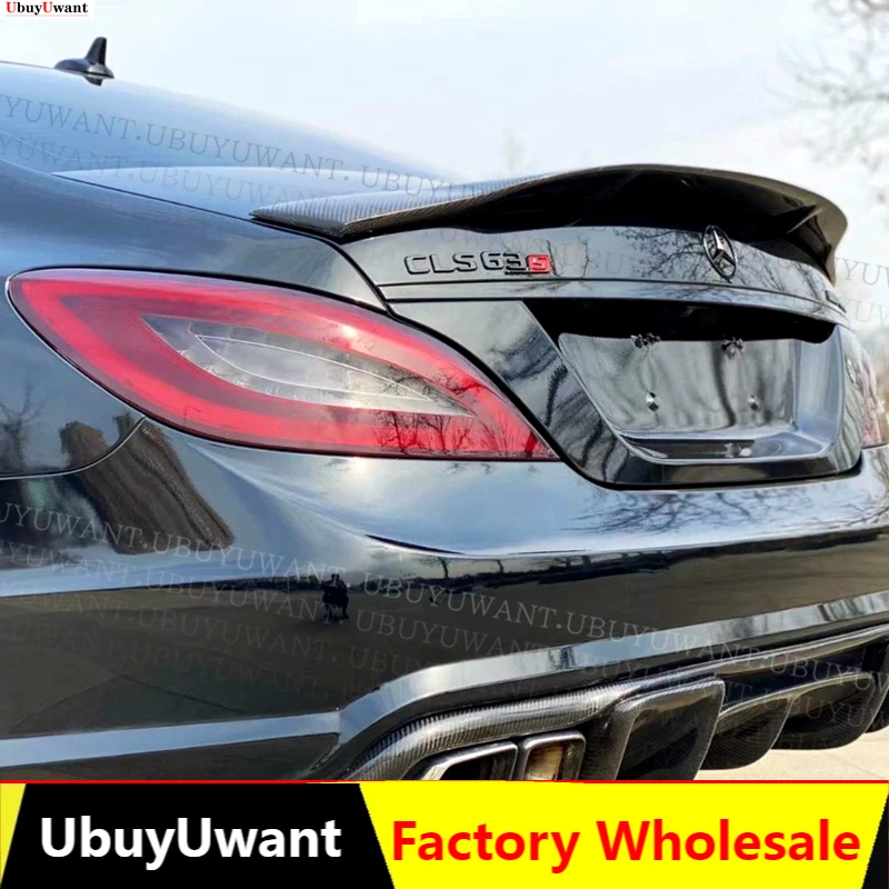 For Mercedes Benz CLS Class W218 CLS 260 300 350 400 CLS63 AM G Spoiler Carbon Fiber Rear Trunk Spoiler Wing R Style 2011 - 2016