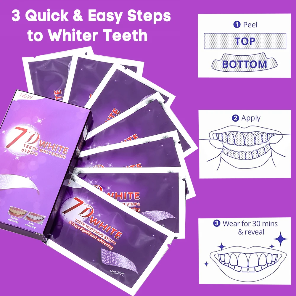 Purple Teeth Whitening Strip No Sensitive Teeth Bleaching Strip Colour Corrector Instant Teeth Clean Strip,At-Home Teeth Whiter