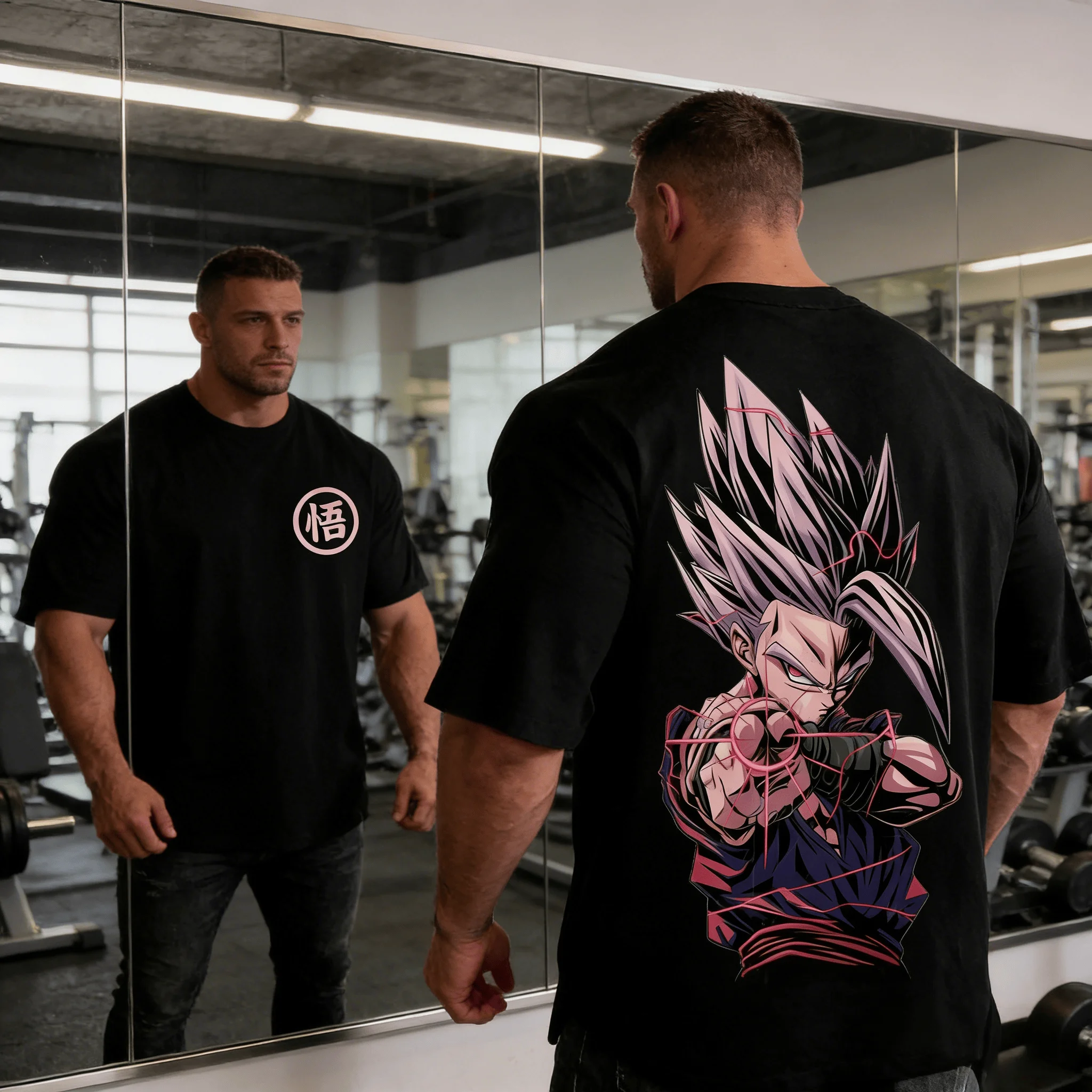 Dragon Ball Gohan Beast Purple Flame Energy Wave Print Baumwolle Übergroßes T-Shirt für Männer und Frauen, lässiges Unisex-Anime-Top