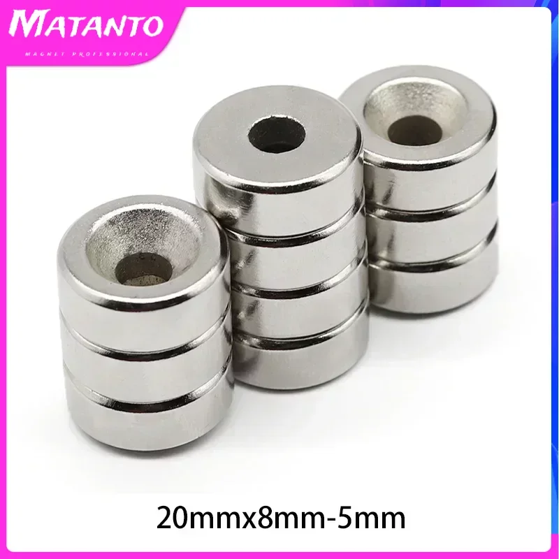 

2/5/10/20Pcs 20x8-5mm Small Round Super Strong N35 Search Magnet Countersunk Neodymium Magnet Disc Imanes Fishing Magnet