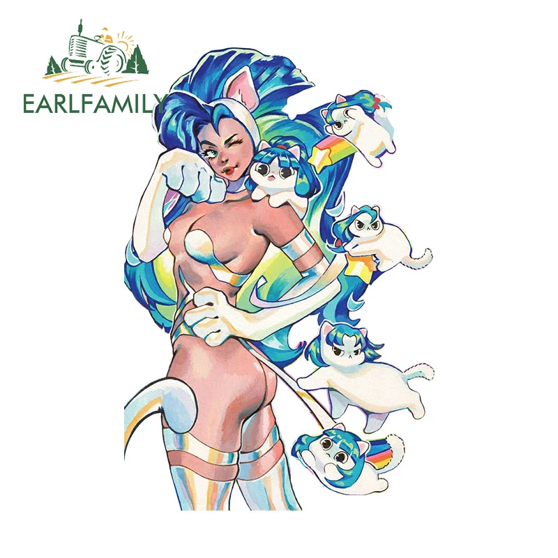 EARLFAMILY Darkstalkers Felicia Furry NSFW pegatina de coche Sexy Anime gato Hentai calcomanía RV vinilo caravana accesorios para espejo retrovisor