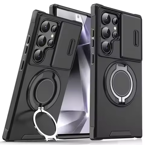 Slide Camera Protection Magnetic Stand Phone Case for Samsung S24 S23 Plus S21 S22 Ultra S20 FE A54 A23 A15 A14 Defender Cover