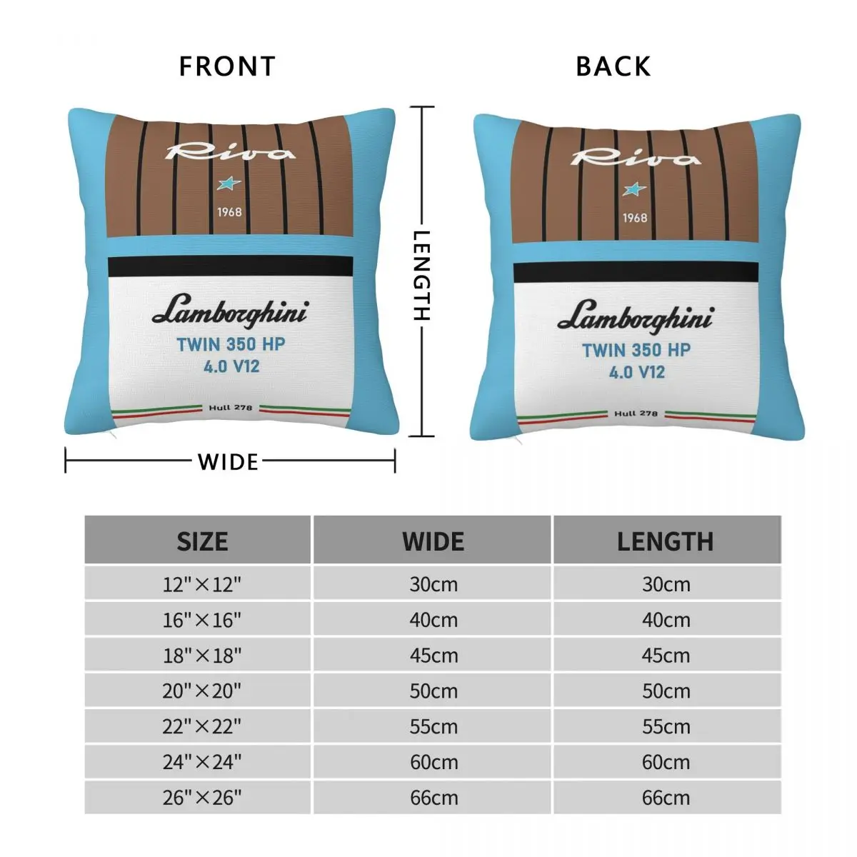 Riva Aquarama Yachting Italy Square Pillowcase Polyester Linen Velvet Pattern Zip Decorative Sofa Seater Cushion Cover Wholesale