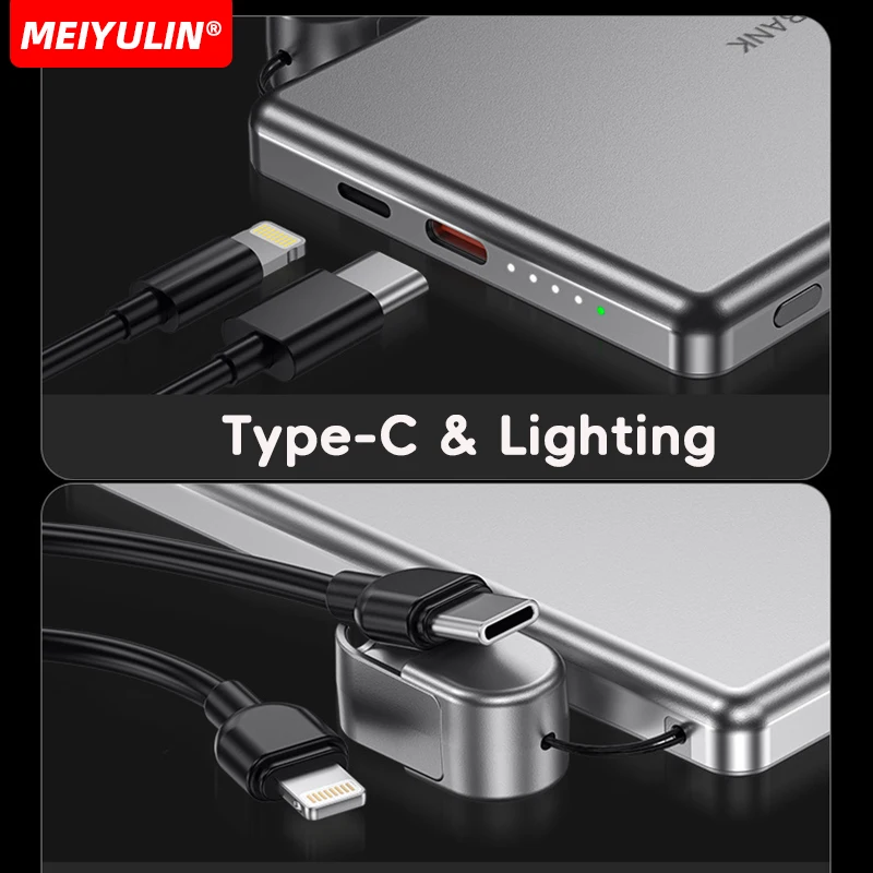 10000mAh portatile senza fili Power Bank magnetico 5000mAh con cavo USB C batteria esterna a ricarica rapida per iPhone Samsung Xiaomi