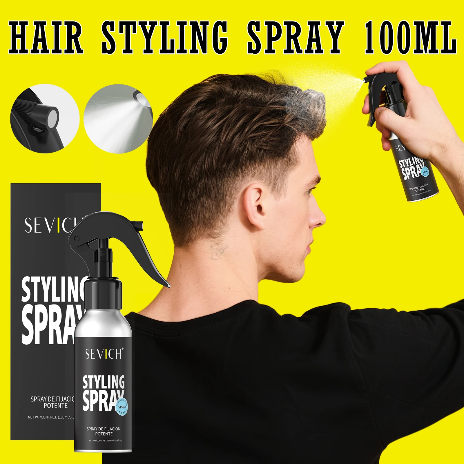 SEVICH 100ml Hair Styling Spray Strong Long-Lasting Hair Hold Spray For Men Hair Fiber Styling Hair Holding Spray Salon Products