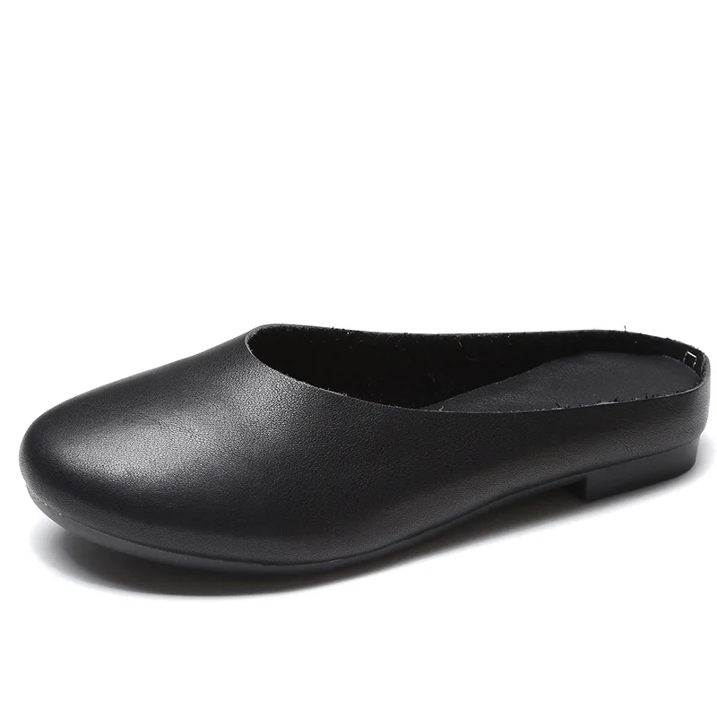 Careaymade-Korean style shoes,vintage Genuine leather fashion soft sole pure handmade big size slippers,Customizable any colors