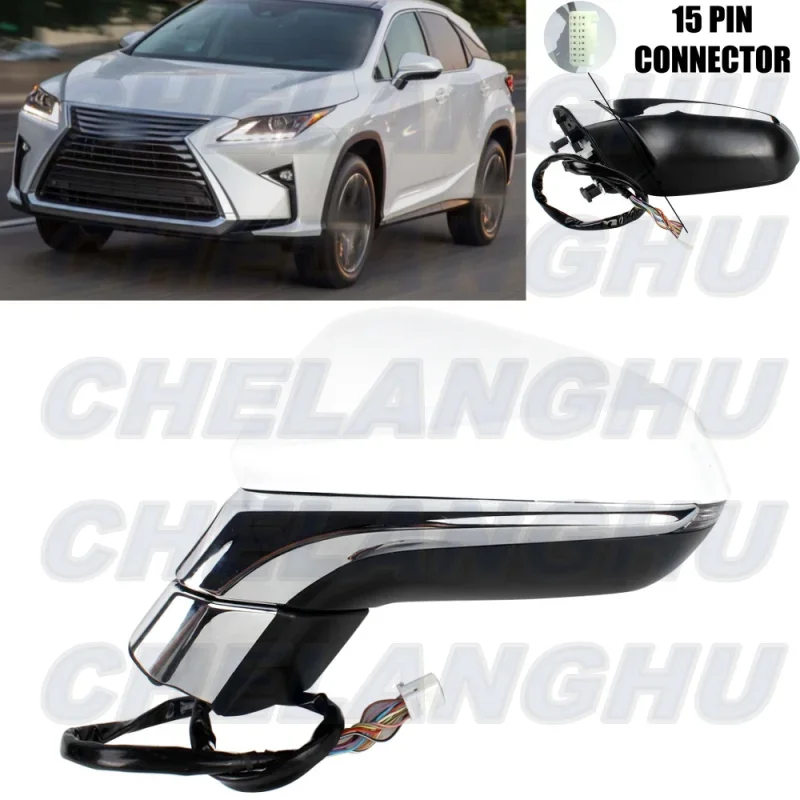 

For Lexus RX350 RX450H 2016 2017 2018 2019 2020 2021 2022 Left Side 15Pins White Painted Memory Power Fold Mirror Assembly