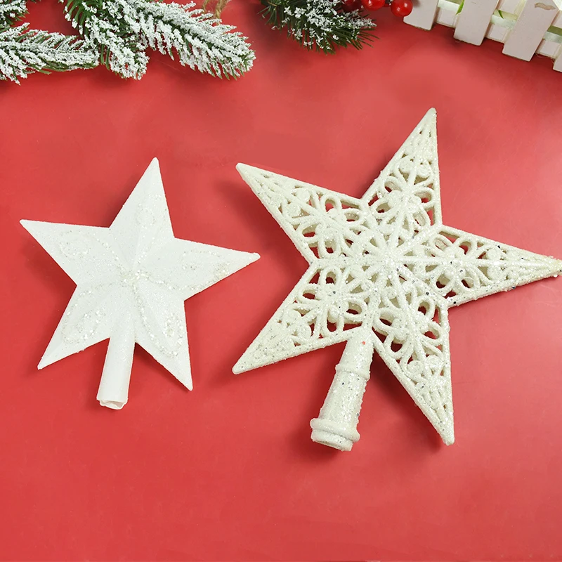 1Pc Golden Christmas Tree Star Top Ornaments Glitter Snowflakes Stars Christmas Decorations For Home Xmas Navidad New Year 2023