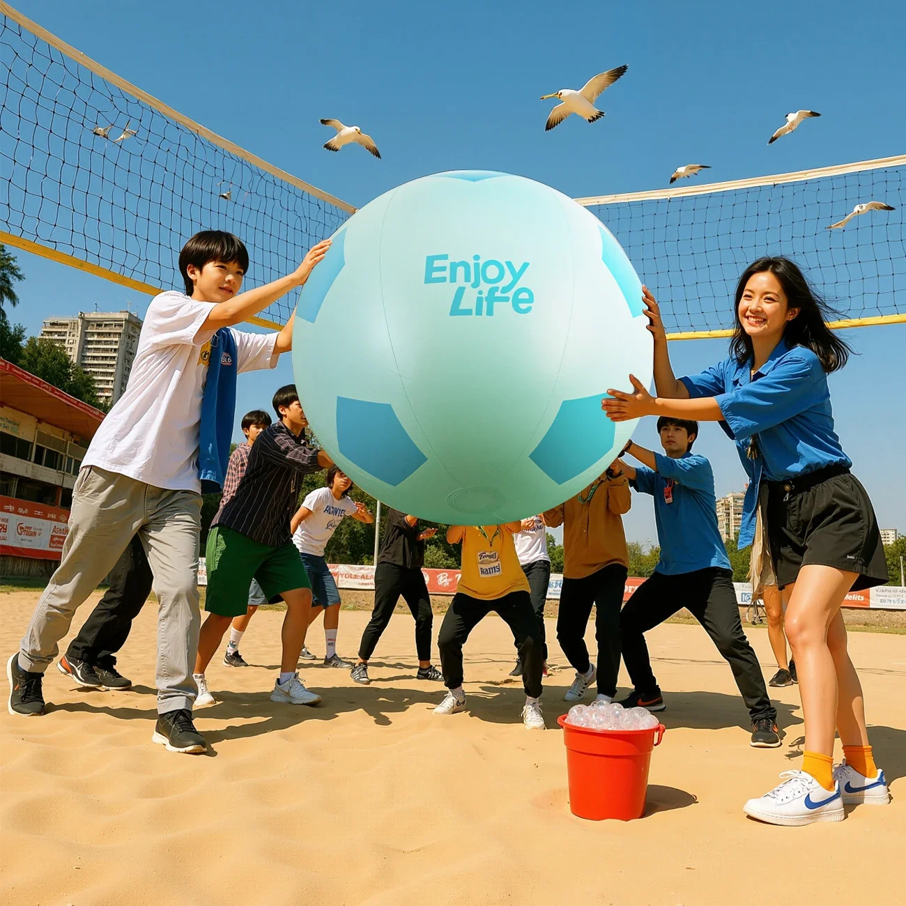Oversized Inflatable Soccer Ball for Kids Upgraded Thickened Kick-Resistant Wear-Resistant Fun Outdoor Sports Toy