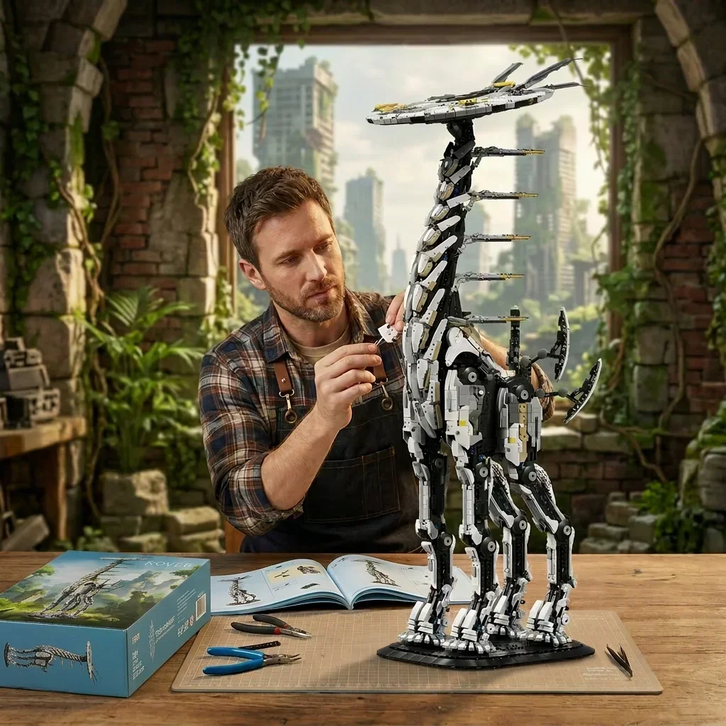 Klemmbausteine Dawned Horizon Langhalsiges Tier Baustein-Set Riesige Version Giraffe Spiel-Sammlung Montagemodell Bausteine Desktop-Dekoration Kreatives Spielzeug Erwachsenen-Geschenk 8016 Teile – Detail 2