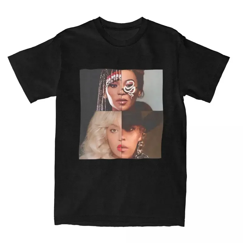 Cowboy Carter Beyonce Face Men T shirt novelty tee shirt short sleeve crewneck T-shirts 100% cotton classic tops