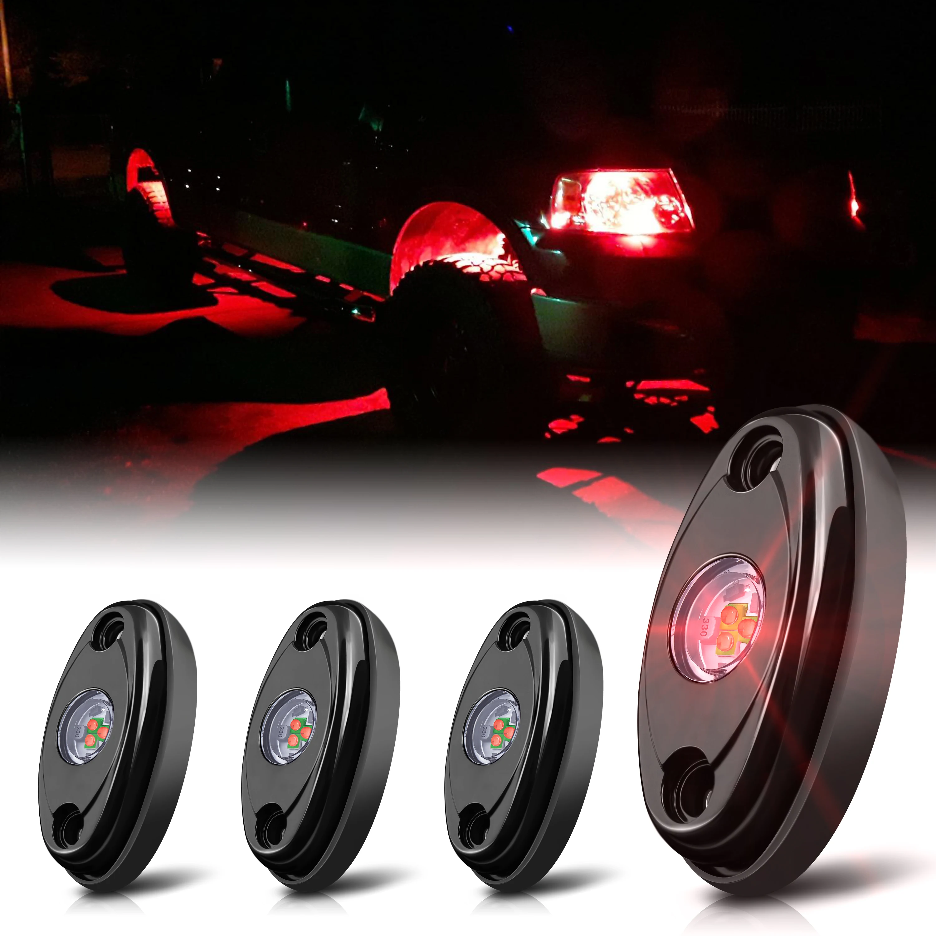 

4 Pods LED Rock Lights,Waterproof LED Neon Underglow Light for Car Truck ATV UTV SUV Offroad Boat Underbody Glow Trail Rig Lamp
