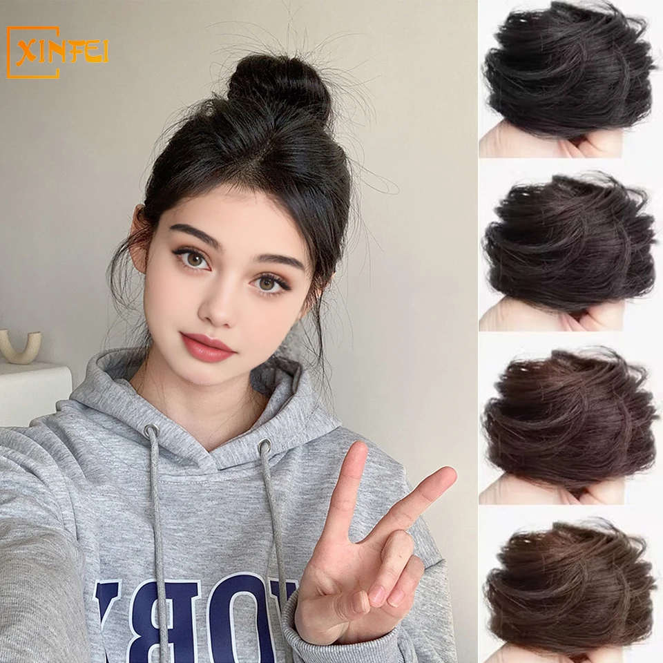 Synthetic Messy Mini Hair Chignon Meatball Head For Women's Versatile Fashion Wig Hair Ring Natural Fluffy Hair Bun