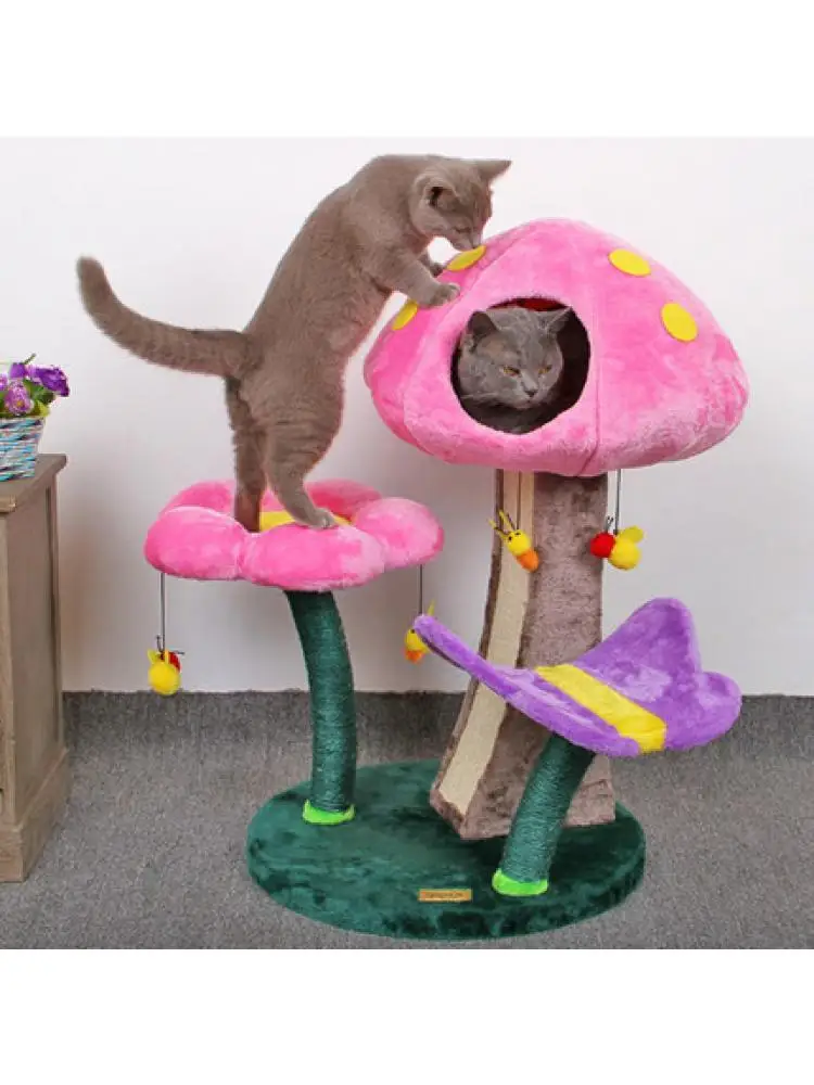 Climbing Frame for Pet, Cat Climbing Platform, Sisal Column Toy, Scratch Board, Hammock Version