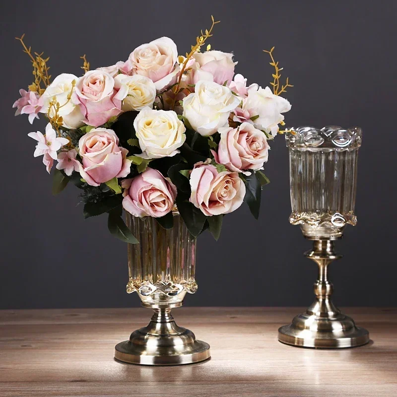 Tall Glass Vase for Home Decor, Elegant Floral Container, Living Room Table Centerpiece, Creative Decorative Flower Holder.