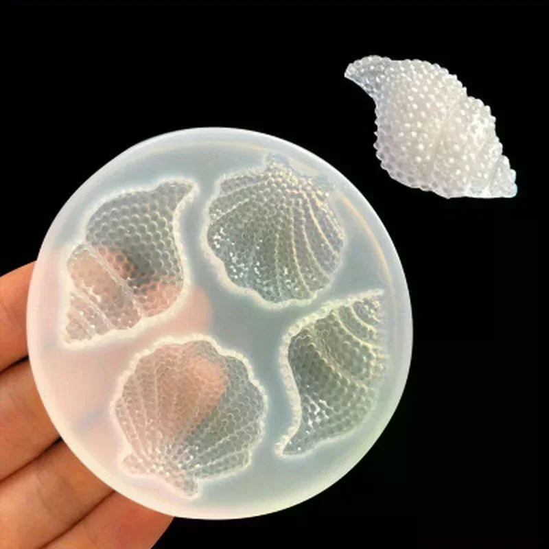 1PC Multi-faceted Shell Conch Mirror Epoxy Silicone Abrasive Simulation Shell Crafts Decoration Mold Chocolate Cake Baking Tool