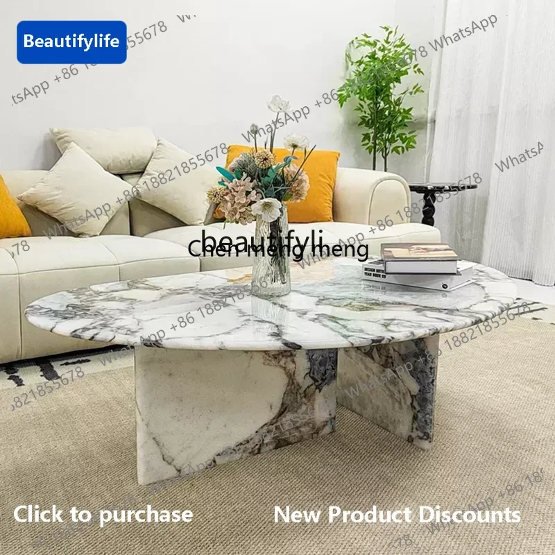 

183Natural marble coffee table modern Italian natural luxury stone living room coffee table tea table6005