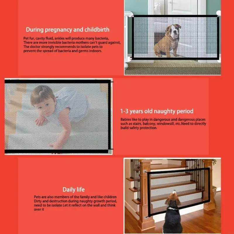 4xfd Innenhundezäune Haustier -Isolation Netz Klapptreppe Gate Guard Gaters