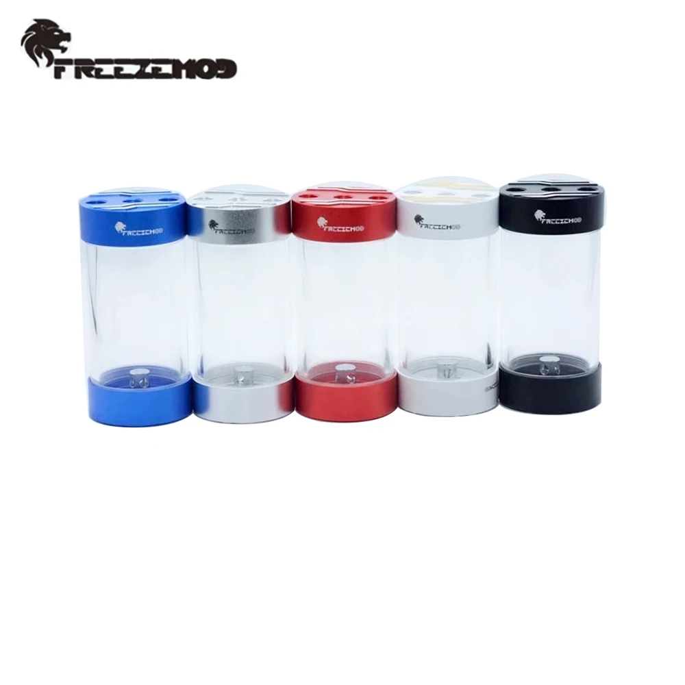 FREEZEMOD OD60mm Cylinde Acrylic Reservoir Res 280mm 330mm Water Tank Dual Metal Cover built-in Bubbler PC Water Cooling