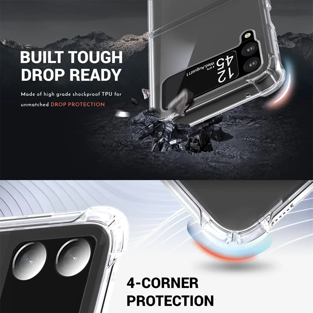 Przezroczyste etui na telefon Samsung Z Flip 6 5 Przezroczyste etui PC TPU Airbag Anti-knock do Samsung Galaxy Z Flip 4 5 Flip 1 2 3 Cover