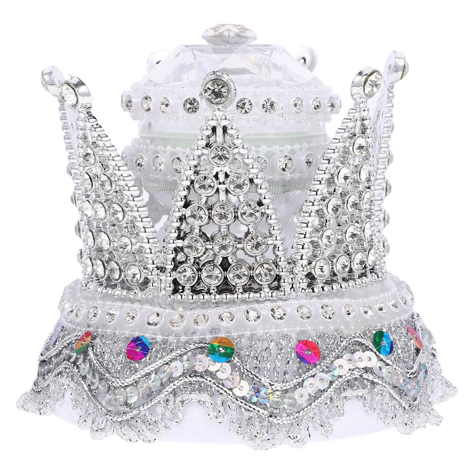 

Luxury Crown Ring Box with Rhinestones Wedding Ring Case for Ceremony Scratch Resistant Compact Storage for Rings Travel